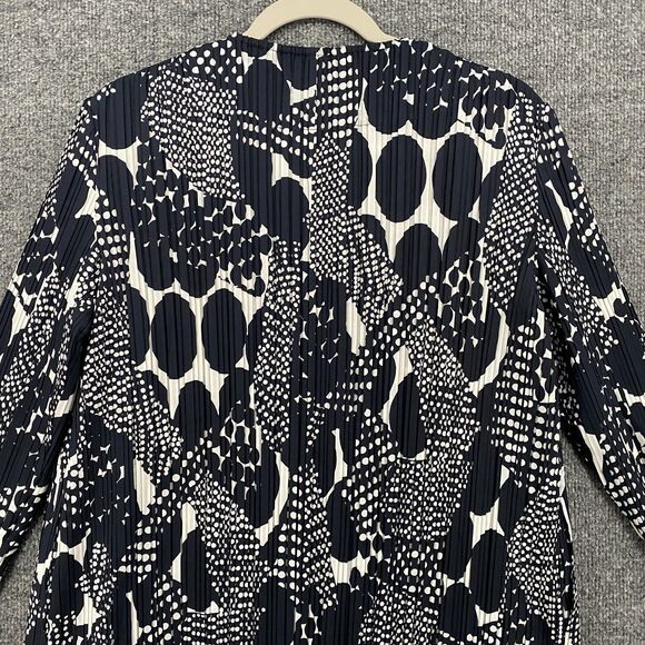 Chicos Travelers Kimono Jacket 0 Womens S Blue Pleated Open Front Long Duster - Picture 6 of 11